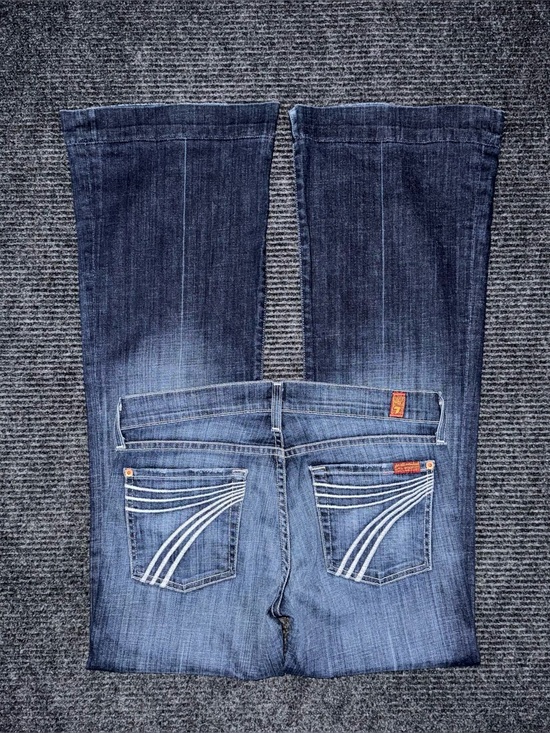 7 For All Mankind Denim - 7 For All Mankind Women's Flare Jeans in Dark Blue Denim